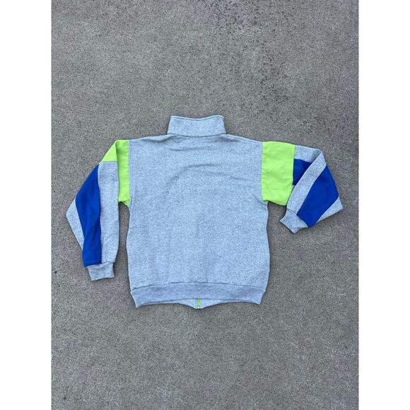 Vtg Spalding Jacket Women Size Medium Heather Gray Color-Block Mock Neck Zip-Up - Picture 4 of 6